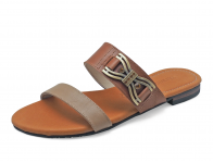 SALE 50% Women Sandals Flat SC-73 Light Beige Nappa-Brown Nappa